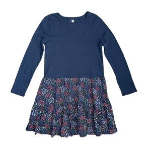 Tea Collection Girls Long Sleeve Tiered Blue Floral Dress Sz 12